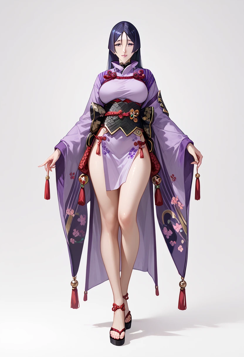 Sexy raikou,purple samurai ,clothes,full body view,front view