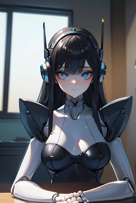 (masterpiece),(Highest quality),(Super detailed),(Best illustrations),(Best Shadow),(Absurd),(Detailed Background),(so beautiful), 16K, 8K, 4K,(Best Shadow),empty eyes,robotization,woman ,big bust,Robot Joint ,Metal skin,Black Suit,long hair,a black suit that covers the whole body,fellatio gesture,robot hand
