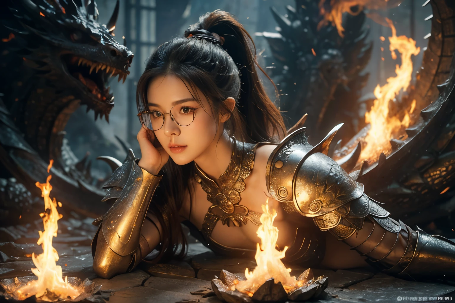 (One Knight Girl)、top-quality、masterpiece、超A high resolution、(Photorealsitic:1.4)、Raw photo、女の子1人、Fight mutants、(Wear the Dark Knight's Armor)、glowy skin、(((Dark Fantasy)))、With a beautiful sword and shield、(Black Metal Bodysuit)、(Fight goblins、ogre、Fierce battle with orcs),(Fight fiercely against aliens)、Fight fiercely、(Skeleton collective background),(Background of decaying dungeon ruins)、(Skeleton helmet)、(Fighting Demonic Beasts)、(Small LED)、((super realistic details))、portlate、(Strong giant demon beast background),globalillumination、Shadow、octan render、8K、ultrasharp、Colossal tits、Raw skin is exposed in cleavage、metals、Details of complex ornaments、Japan details、highly intricate detail、Realistic light、(Mystical expression),CGSoation Trends、Red Eyes、radiant eyes、Facing the camera、neon details、(Mechanical limbs)、(blood vessels connected to tubes)、()、Gundam、Small LED、Toostock、(Fight aliens on another planet)、(Attack of the Monster Beasts)、(Wounded in a deadly battle)、