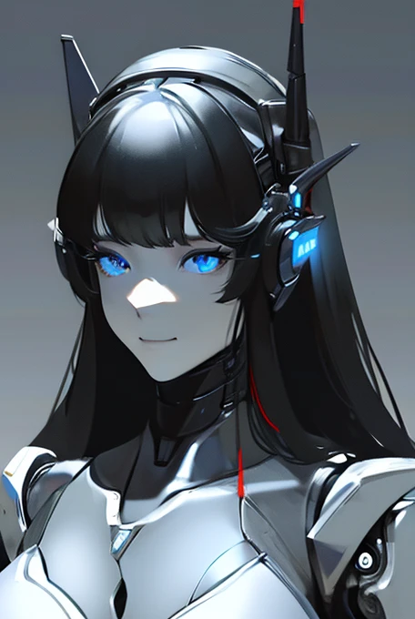 (masterpiece),(Highest quality),(Super detailed),(Best illustrations),(Best Shadow),(Absurd),(Detailed Background),(so beautiful), 16K, 8K, 4K,(Best Shadow),robotization,woman ,big bust,Robot Joint ,Metal skin,Black robot Suit,long hair,a black robot suit that covers the whole body,robot hand,cyber bodysuit,mecha head,(Detailed hands and fingers:1.2),Ball joint robot body,doll joint,beautiful face,beautiful robot girl,robotic eye,robotic hands,(no more human skin),android girl,cyborg girl,F cup, sexy body,(machine made joints:1.2),(machanical limbs:1.1),(blood vessels connected to tubes),(mechanical vertebra attaching to back),(mechanical cervial attaching to neck),no messy picture style,no emotion,tech control,black robot suit,maintenance,smile,hypno,highleg,leotard