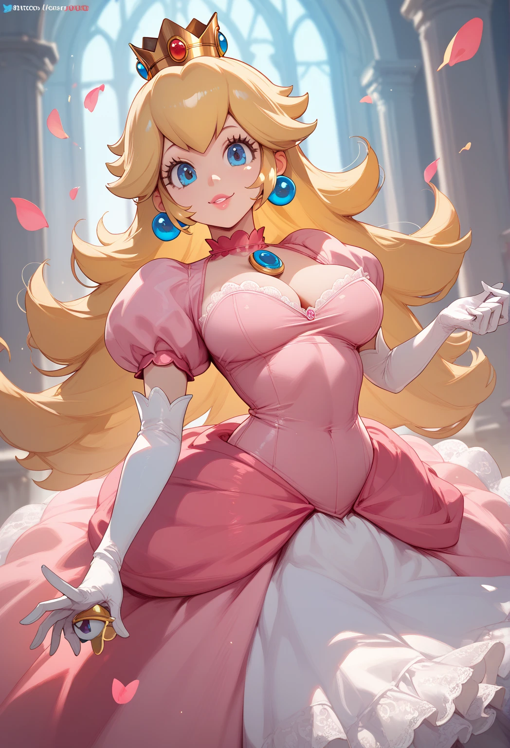 (Princess Peach)Smile, Large , wear pink not showing her regler princess dress from mario bros