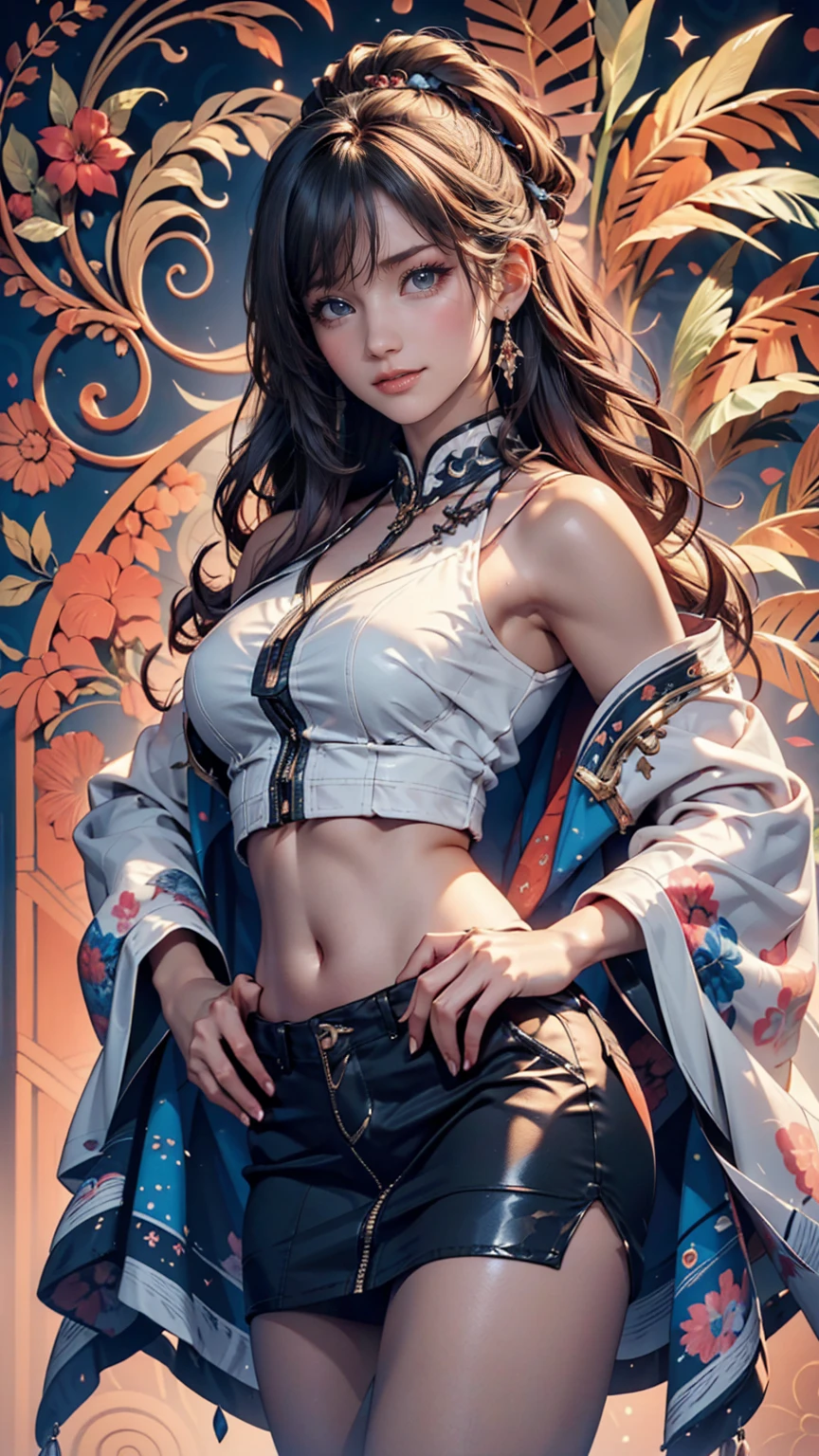 Photorealistic, High resolution, Soft light,1womanl, Solo, hips up high, glistning skin, (Detailed face),The tattoo, Jewelry, Dark see-through hanf, cherry blossom, Night, White wavy hair, Beautiful Soldier, An eye that invites the viewer, Lover's perspective, inviting expression, Sexy smile, Perfect Style, Perfect balance, Detailed skin, Naughty gaze, Chest visible、see -through、Sheer feeling、Wet skin、Wet hair、Spread hair、Spread Stall、Wet clothes、sodden、See-through Halter neck、See-through gowns、Navel Ejection、the back is open、See-through halter neck dress、See-through kimono、Dynamic Posing、Fingertips are lips、