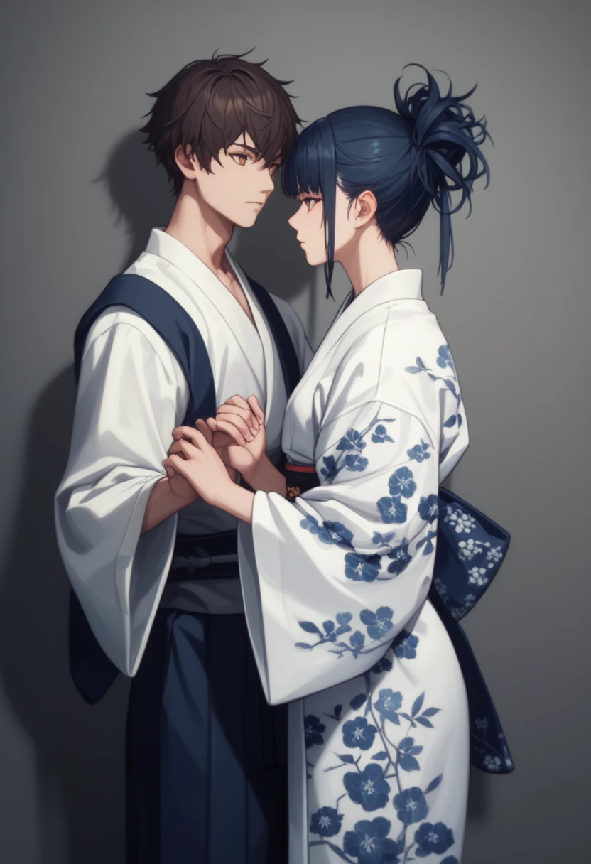 beautiful kimono standing best quality masterpiece v arms standing next to wall 