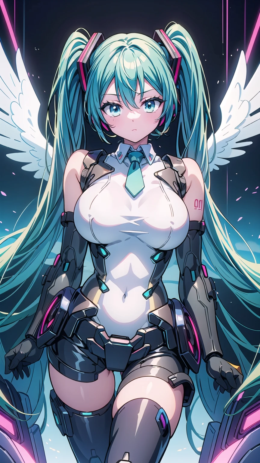 highest quality, masterpiece, The finer details, Ultra-precision, Very delicate 8k wallpaper, Robot Girl, (Long Blue Hair), (White mechanical armor), (Green Eyes), (Mechanical Sharp Headgear), (Shoulder-mounted mechanical wings), A shining core in the center of my chest, (Mechanical joint), (Five Fingers, Four fingers and a thumb),Swimwear、Constraints、Ahegao、Completely naked、Big Breasts、Constraints、rape,torture