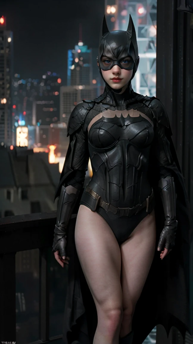 ((masterpiece, highest quality, High resolution, Realistic, to be born, 8k wallpaper)),Standing in a bikini,maika monroe batgirl, (Standing in Honor shot),Facing the camera in a menacing pose, Very hot and sexy, Amazing beauty, Perfect balance, Beautiful body, Slim body beauty: 1.4), Batman standing on a rooftop overlooking the city skyline at night, Gotham city background, nighttime in Gotham city, Gotham city, From the movie Batman, Gotham city double exposure, Gotham city style, Batman film still, metropolis filmic Gotham city, Cyberpunk Batman, Batman movie stills, Batman movie still cinematic, Gotham setting, Batman, Gotham,