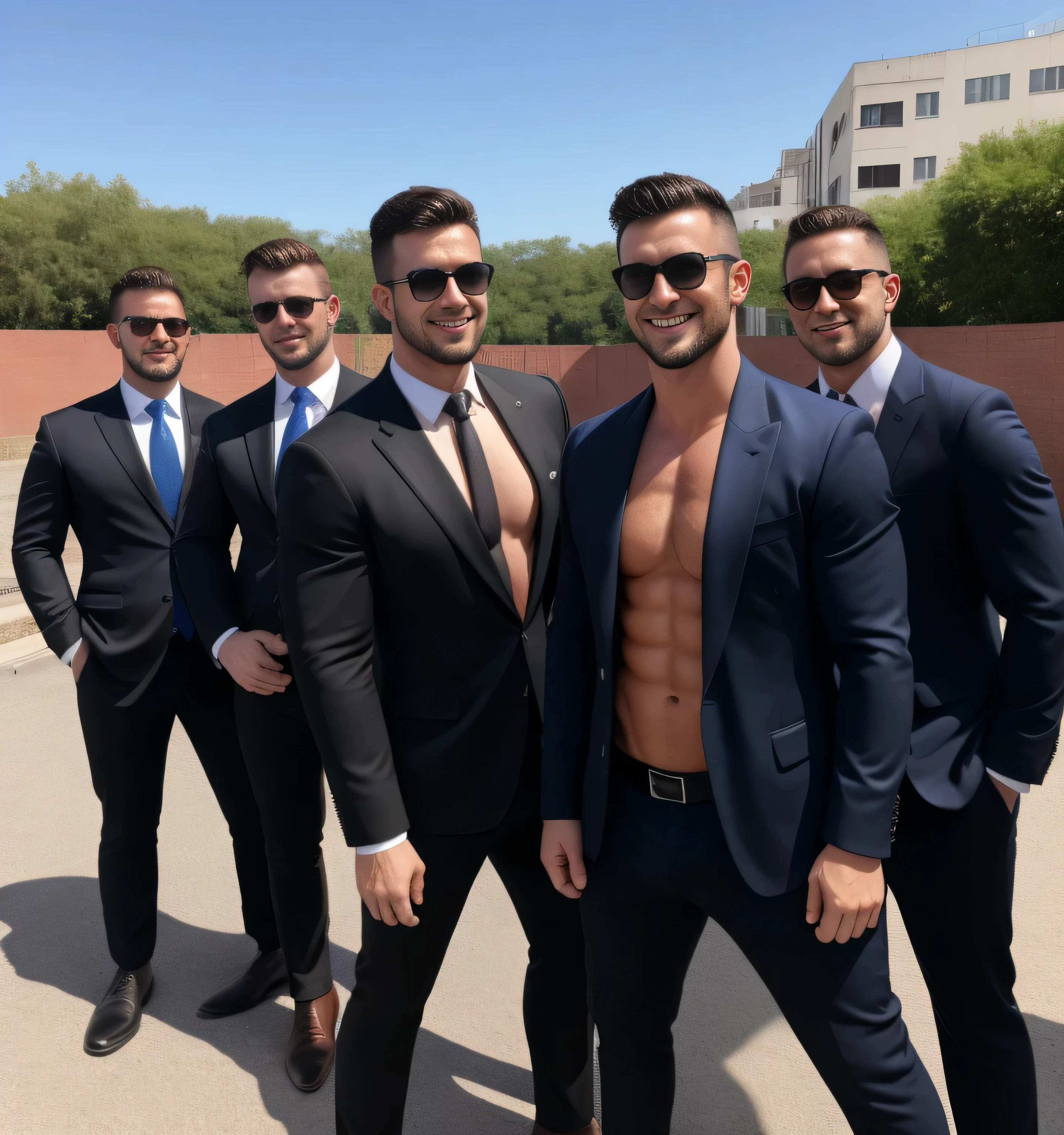  Three handsome men in boxers mark a huge 100cm round bulge 