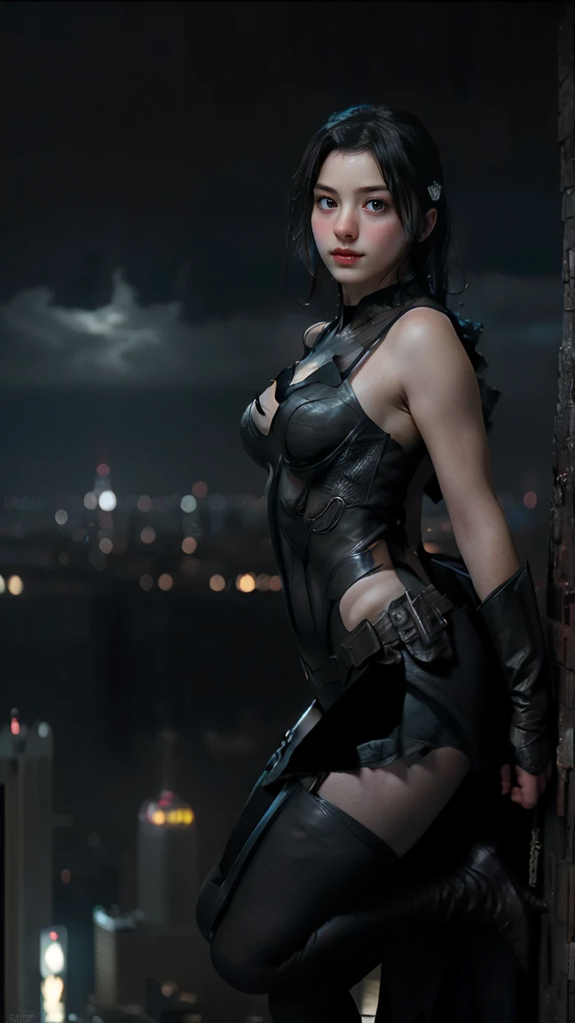 ((masterpiece, highest quality, High resolution, Realistic, to be born, 8k wallpaper)), (巨大で見事な女神shot,((Standing in Honor　shot）,A sense of dynamism as it approaches the camera in a menacing pose)), Very hot and sexy, Amazing beauty, Perfect balance, Beautiful body, Slim body beauty: 1.4), 夜の街のスカイラインを見下ろす屋上に立つBatman, Gotham city background, nighttime in Gotham city, Gotham city, 映画Batmanから, Gotham city double exposure, Gotham city style, Batmanのフィルムスチル, metropolis filmic Gotham city, サイバーパンクBatman, The beauty of the Batman movies， Enjoy the atmosphere of the Batman movies, Gotham setting, Batman, Gotham,