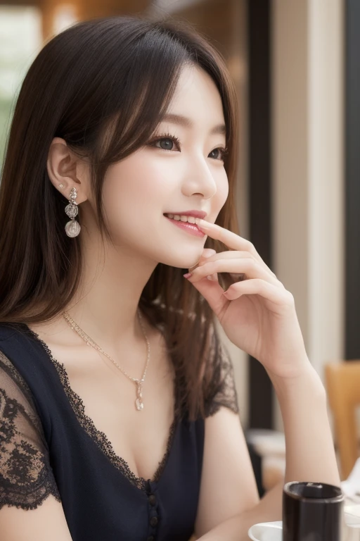 table top, 最high quality, shape, Super detailed, finely, High resolution, 8k wallpaper, 完璧なダイナミックな構shape, finelyて美しい目, off shoulder knit ladies&#39;S fashion,wavy hair,、natural color lip, bold sexy pose,笑face, 20 year old girl、cute、sexy shot looking at camera,Ultra-realistic raw photos, hostess&#39;face、spring clothes, long dress, high quality、surreal、healthy、笑face、Slender perfect shape、beauty of japan、 necklace、perfect eyes beautiful skin、Upper body、The best beach with blue sea, very thin waist, people々focus perfectly on
