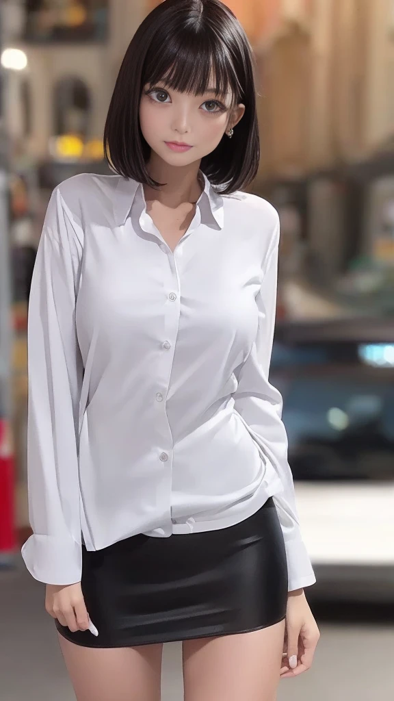 Beautiful young asian girl, melhor qualidade, Ultra High Res, (fotorrealista: 1.4), Outono, Rua, sneaker, camisa para baixo, ombros nus, Calcinha, Corpo perfeito, Seios pequenos,, (Cabelos longos grisalhos:1), ((Olhos inchados)), Feliz, Nu, Corpo Inteiro