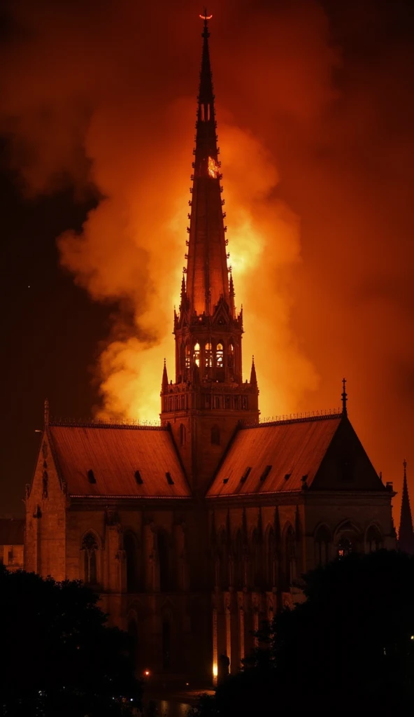 A towering tower,Medieval black tower surrounded by flames