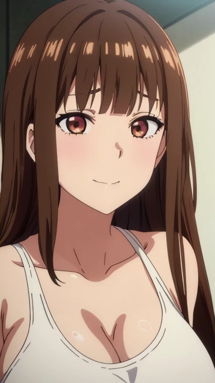 (((masterpiece))),fuyumi itadori, Anime girl characters, 1girl, solo, looking at viewer, (((very long straight hair))), (((blunt bangs))), (((brown hair))), cleavage, bigger breasts, closed mouth, collarbone, open clothes, ground vehicle, sports bra, tall girl, horny, big ass, beautiful face, Charming,  anime visual of a cute girl, screenshot from the anime film, & her expression is solemn, ahegao face, in the anime film, in an anime, anime visual of a young woman, she has a cute expressive face, still from anime, perfect breasts, she is tall, All bodies visible, ahegao face, the face is ahegao, she is horny, A perverted face, she so perverted, she smile so perverted, hd picture, 4k quality, details of the face is so good,bigger breasts, ,change her face and make her face hd and pretty😍, make her face like nakano ichika , she is masturbating