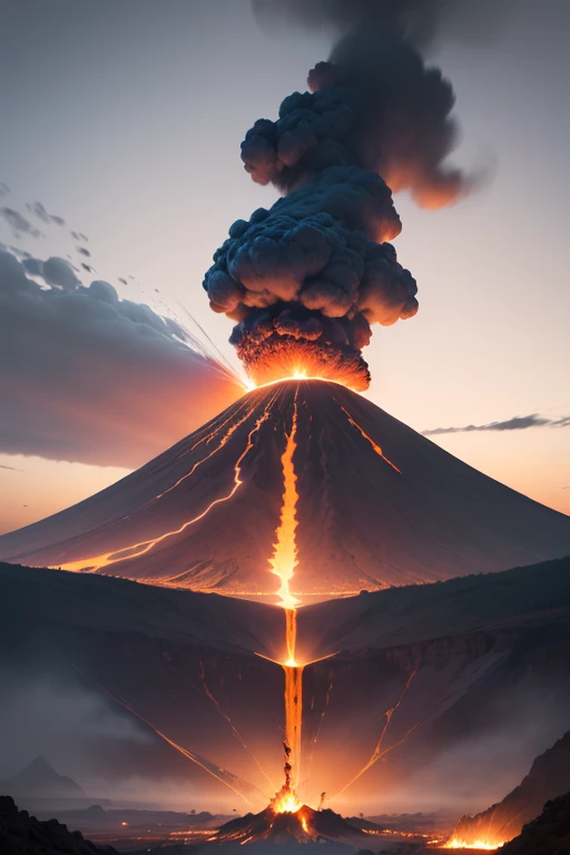 An isolated island in the sea, Volcano erupting on the edge of the island --auto