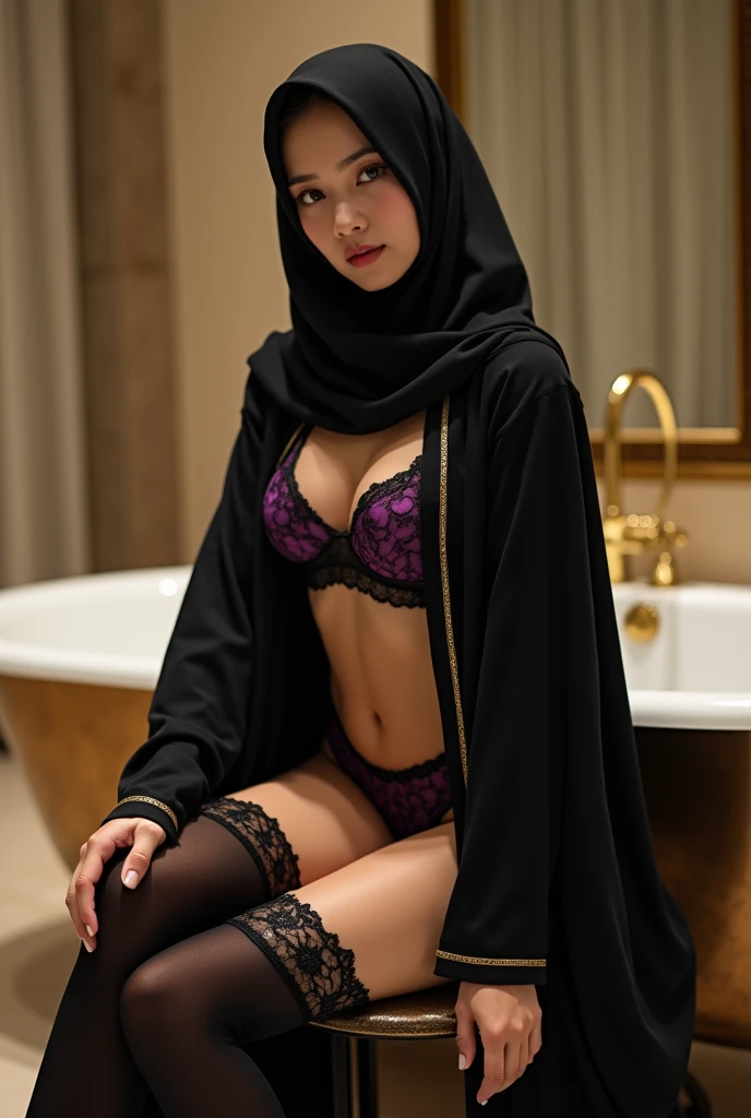 Muslim women，Premium venues，Short skirt，front，Sexy，Big cleavage，Ultra HD image,Unbutton，Chest，Cute face，Lace underwear，See the bottom of the skirt，perspective，Short-sleeved clothes，摸着Chest，All over the body，sock，See the legs，reality