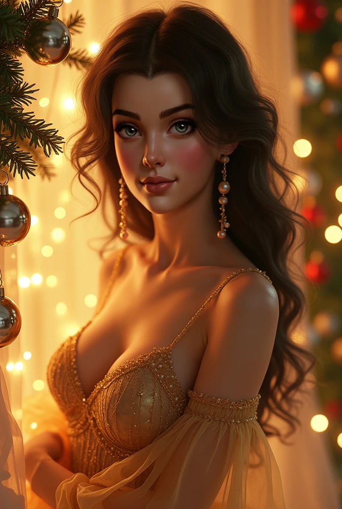 a beautiful young woman (Lalisa Manobal, age 25), wearing an airy sheer Christmas night gown (shoulders exposed, deeply plunging neckline) , nude except for night gown, her intimate areas partially exposed and very detailed, playing with a baby bunny by an old-fashioned fireplace with a roaring fire, Christmas scene (best quality, 4k, 8k, highres, masterpiece:1.2), ultra-detailed, (realistic, photorealistic, photo-realistic:1.37), HDR, UHD, studio lighting, ultra-fine painting, sharp focus, physically-based rendering, extreme detail description, professional, vivid colors, bokeh, portrait, figurative, intimate, sensual, cozy, Christmas, warm lighting, chiaroscuro (show her entire body, show all of her)