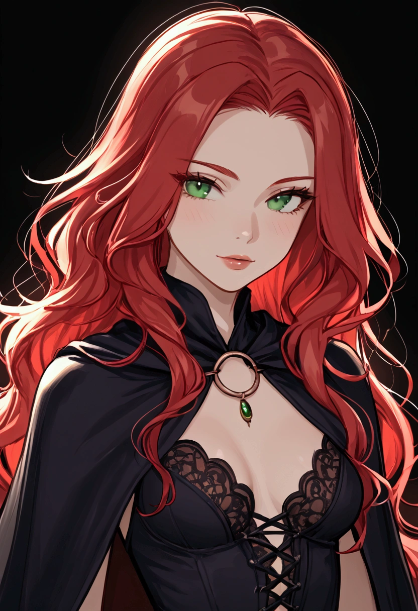 In the midst of the velvety darkness, a noble Swedish vampire with lovely, long, reddish-brown curls and bright, clear green eyes gazes intently. Her round face radiates an alluring and captivating aura, her pale skin glowing softly in the dim light. She wears dark, stylish clothes that cling to her slender waist and middle-sized breasts, her body a mesmerizing blend of ancient mystery and modern charm.

As she speaks with a soft, enchanting voice, her words hold profound meaning: "And I will give you a new heart, and a new spirit I will put within you. And I will remove the heart of stone from your