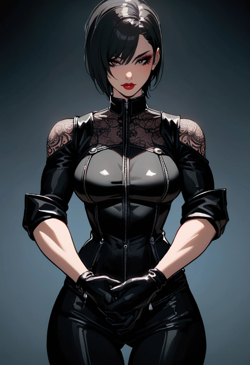 Elena "The Silver Panther" Nogueira
Description: Elena is an agile and stealthy assassin, specializing in surprise attacks and long-range weaponry. Her short silver hair stands out, as do her sharp blue eyes. Her personality is cold and ruthless, with a fanatical devotion to her craft.
Scene: Nightclub
In a bustling nightclub, Elena wears an all-black outfit, including a leather jumpsuit, boots, and gloves, along with sunglasses that make her look like a deadly shadow. She observes her target, a corrupt politician, from a high balcony.
With feline dexterity, Elena descends on a cable, crossing the dark hall unnoticed. At the opportune moment, she precisely fires using a long-range weapon equipped with a silencer. The muffled sound of the shot blends with the loud music, and the "Silver Panther" vanishes without a trace. Retrato de 1 mulher morena, bronzeado, battle sbronzeadoce, futurista armor, eclipse vermelho, futurista, detalhado, Traje de freira, cobertura de freira, elegante cobertura bucal, ( methurlante), (obra de arte, melhor qualidade:1.3), (bronzeado_pele), Escuro, pose divina,
