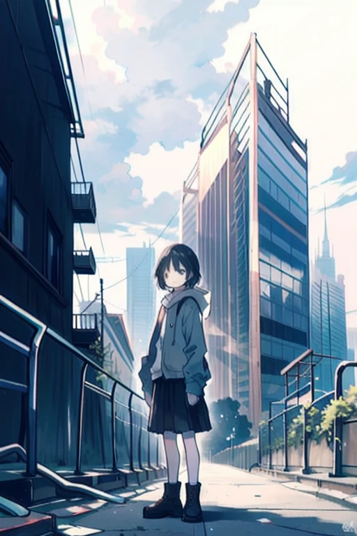 Abandoned City Standing in the city whole body He has a sad face