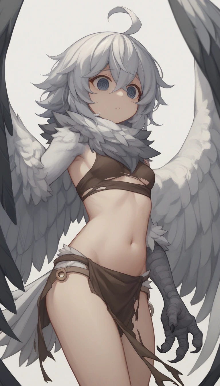 Silver Hair、Short Hair、boyish、Cool、Hair covering one eye、Harpy、It has wings、Being violated by tentacles、Her body is restrained by tentacles、There&#39;s a tentacle in my pussy、being creampied by tentacles、Cross-section of the vagina、Small breasts、15 years old、Squirting、My body is twitching、naked、Semen on your