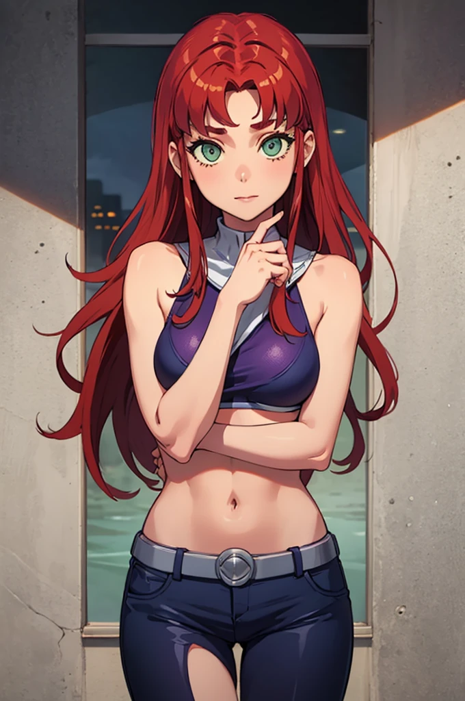 <lora:CrossAnge_HildegardSchlievogt:0.7> , crimson hair,long hair, purple eyes,hands behind her back, background is swimming pool,<lora:age_slider_v2:0>, <lora:add_detail:0.0> , <lora:inverted-nipples-v1:0.0>,(medium breasts:0.4),