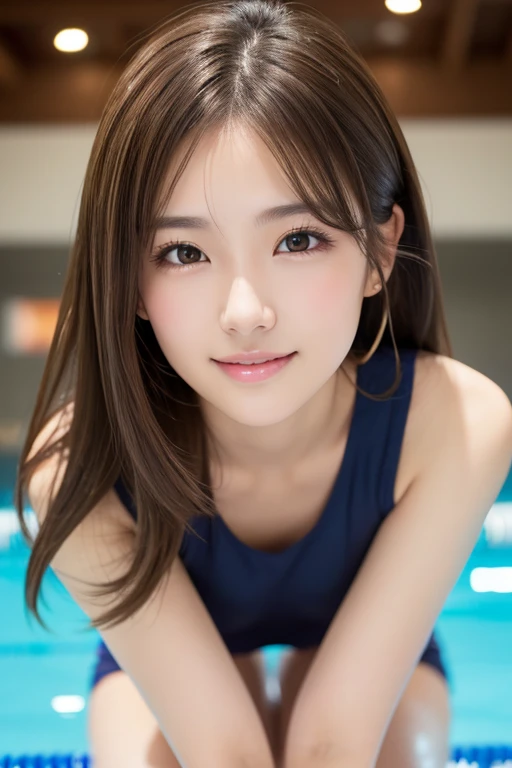 masterpiece, Highest quality, Realistic, Highly detailed CG integrates 8K, 8K,(Very beautiful face, Beautiful Lips, Beautiful Eyes), Exquisitely detailed face,1 Girl, Very beautiful girl,Exquisite eye makeup,Subtle eye detail,The best example of four fingers and one thumb,Toned figure,Nice and beautiful smile,明るいLong Hair,transparent, Quality hair,(masterpiece, Highest quality:1.2),alone,The eyes are exquisite and delicate,Brown Hair、Long Hair、Pink Lips,blue eyes,Big Breasts、Wavy Hair、((Race Queen,tights:1.0)))、Japanese、25-year-old female