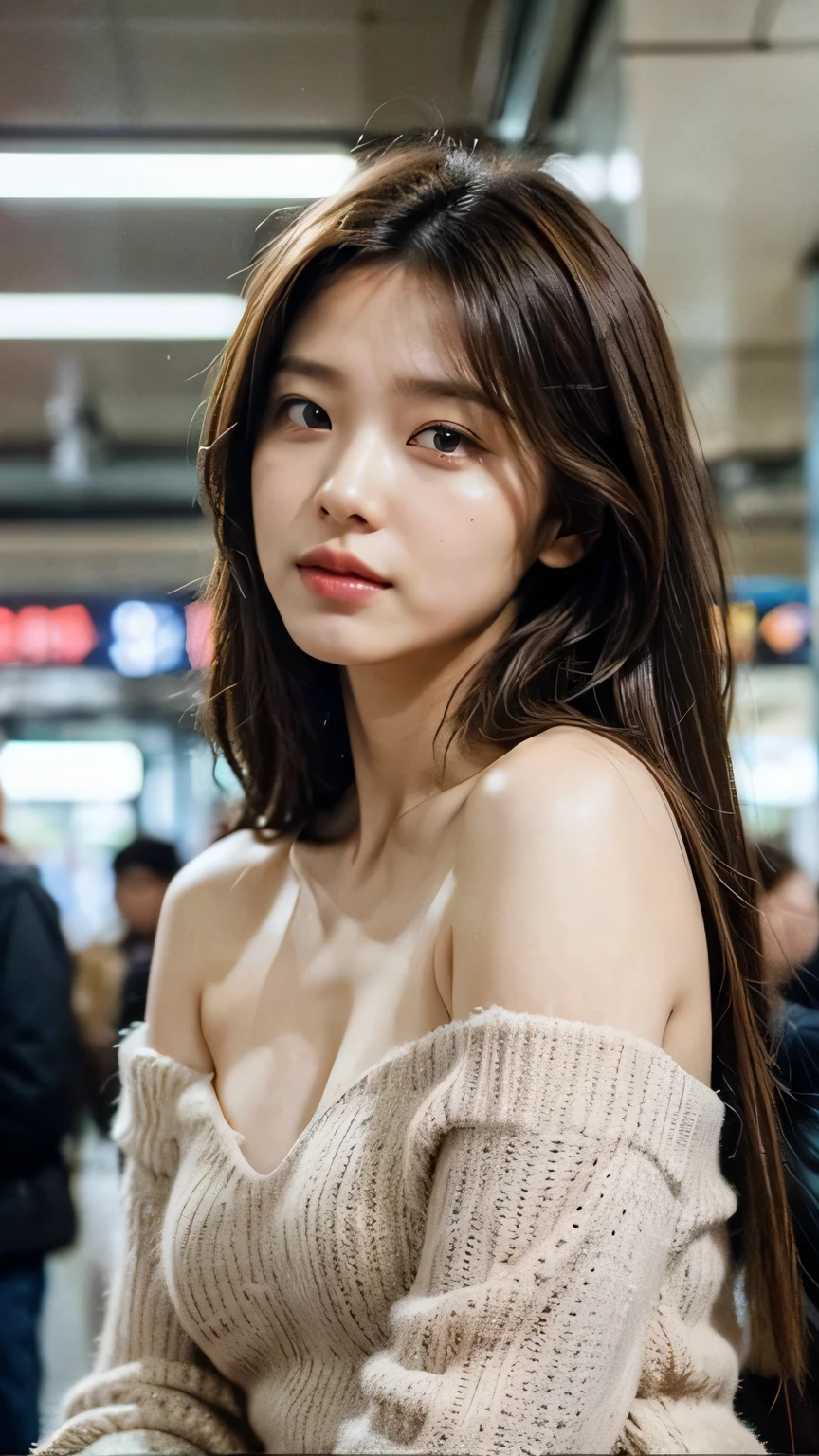ighly detailed、​masterpiece、top-quality、Ultra-high decomposition energy A、High resolution in 8K、Photogenic clarity、A detailed eye、Gradation、perfect anatomy body proportions , Nikon Z9 80mm Lens, masutepiece、dental malocclusion, (Beautiful alignment 、 :1.8)、Beautiful posture、Yes NSFW、Detailed eyebrows、A detailed eye、Detailed nose、Detailed mouth、Detailed ears、The face of the golden ratio、(Facial expressions waiting for a kiss)、(Curvaceous)、(Ideal proportions)、High definition eye beauty legs、long neck、Lashes、(((natural soft light、Put your ears out、gazing at viewer、Entice your audience、、Highlights in the eyes)))、(Photorealsitic:1.4), Shadow、(Top image quality:1.0), (超A high resolution:1.0), 8K, Raw photography, (​masterpiece:0.2), (pureerosface),Curvaceous、(Poses to seduce:1.5)、When you shine light on your face, brightened、
BREAK
//lo fashion、cozily、ellegance,
fur sweater dress in winter shades,