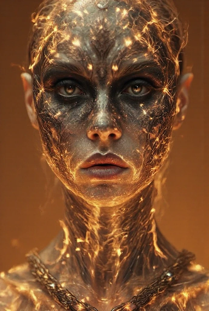 a young woman with fiery skin, isolated on a dark background, 4K resolution, ultra-detailed, photorealistic, dramatic lighting, cinematic, fantasy, digital art