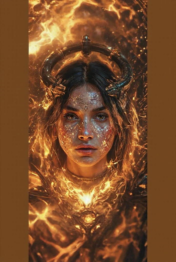 a young woman with fiery skin, isolated on a dark background, 4K resolution, ultra-detailed, photorealistic, dramatic lighting, cinematic, fantasy, digital art