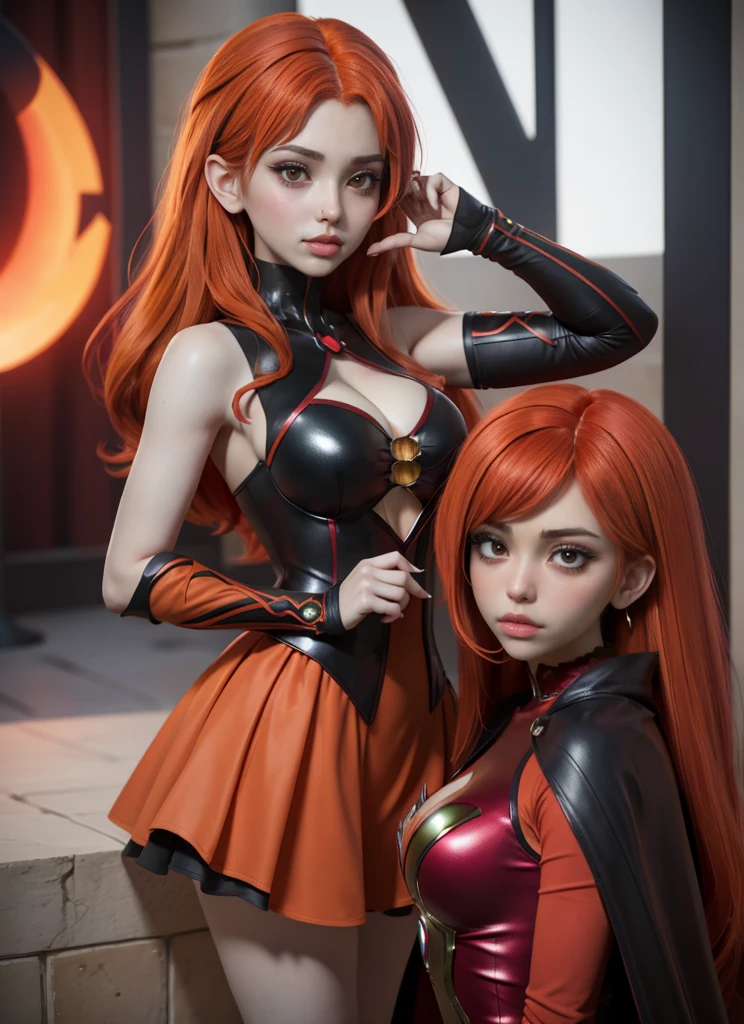 Goku a esquerda , Rias Gremory on the right the two see staring