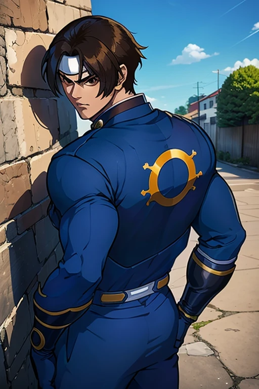 (    top quality ), (Overall view)  Back Alley, クールでハンサムな顔の日本人美しいセクシーな若いホスト18 years old, Host handsome ,  beautiful sexy young Sentai hero ,  shiny Power Rangers costume, 18 years old,  toned and muscular ,  cool and handsome face ,, Long bangs , Hair long enough to hide one eye,   Kamen Rider has a kiss mark on his cheek , Hero cornered by the wall ,  hopeless expression 