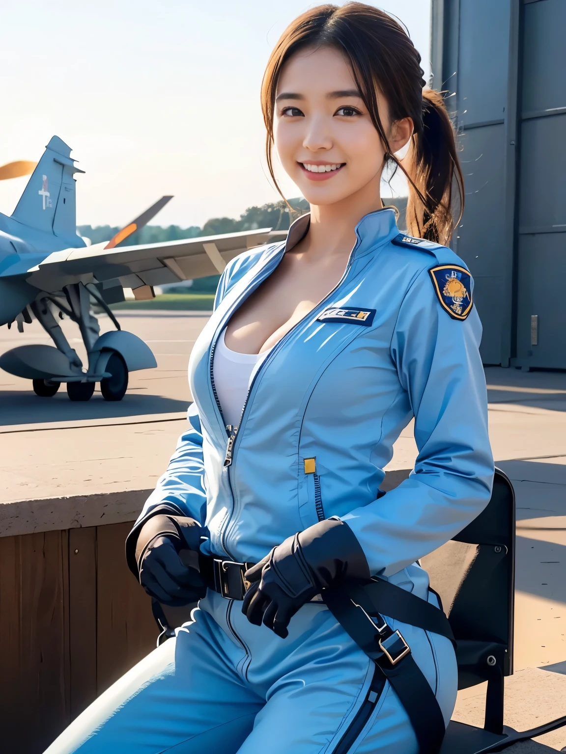 beautiful girl　Large breasts　Blue Impulse　pilot　Left hand salute　女性pilot　captain