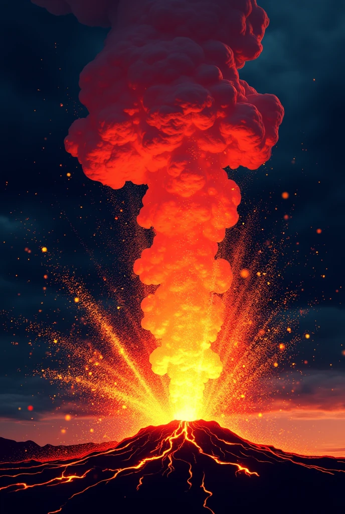 Volcanic Eruption, illustration, Abstract, silhouette, sputtering art, colorful,