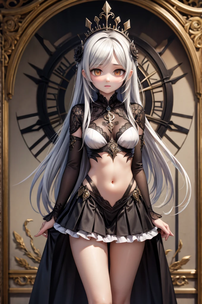 ((masterpiece))((Highest quality))Mouse Ears、girl、smile、blush、Flat Chest、Are thin、、low length、Gray Hair、blush、Are standing、Whole body image、Even your toes are visible、Eye level on face、front、No background、Mouse pose、真frontのアングル