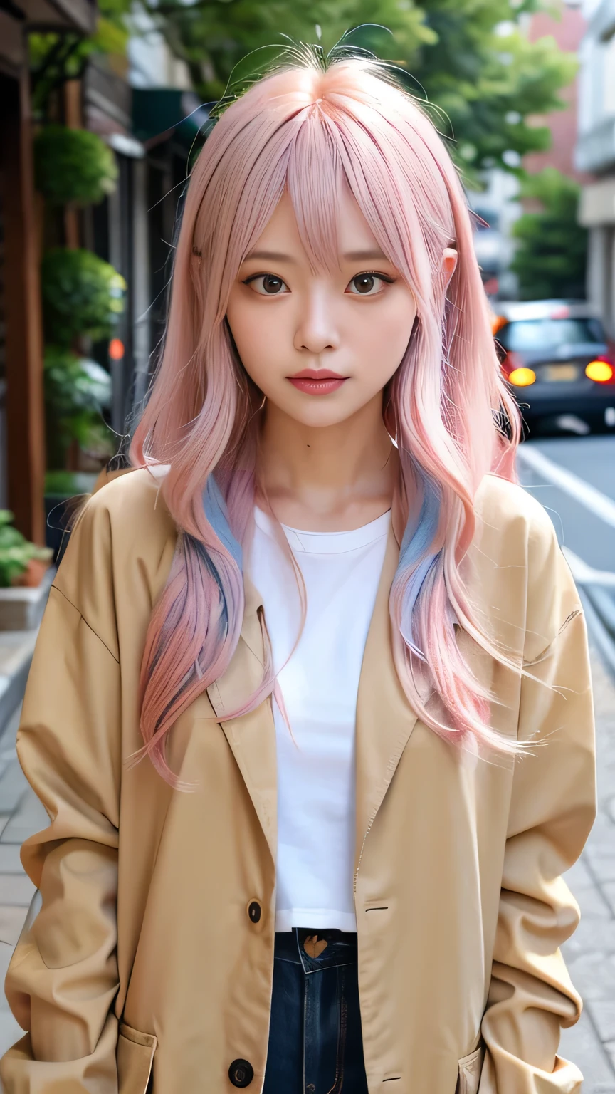愛star野, Beige Pink Hair, Blue Hair, long hair, , beautiful, 輝く瞳, star々, Idol, 2people々, 女の子2people, long pink hair