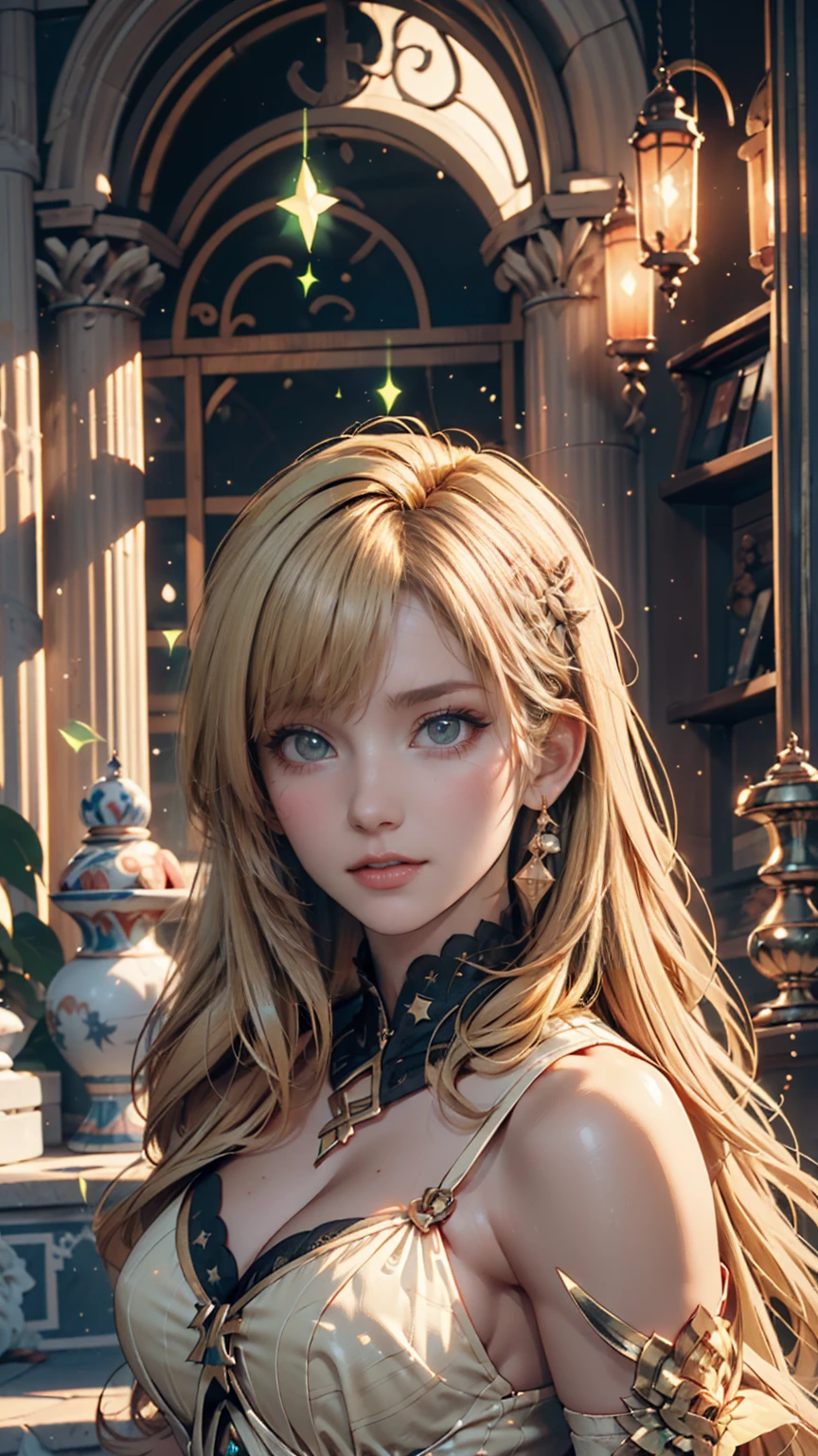 Polychrome,, night, dark, blonde, Show Viewer, In-person audience, Limited Edition Palette, Dragon Background, Shine,(Highly detailed CG Unity 8k wallpaper),(masterpiece), (Highest quality), (Vaporwave Style), (Super detailed), (Best illustrations),(Best Shadow),Perfect lighting , Perfect Anatomy , Vibrant colors、