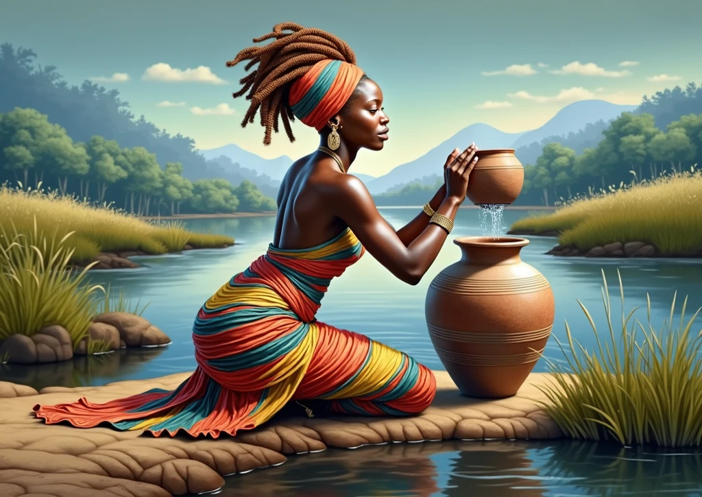 painting of a woman in a bathtub with a basket of flowers, black african princess, african queen, african princess, african woman, beautiful artwork, black art, stunning african princess, traditional beauty, beautiful depiction, gorgeous woman, dark skin female goddess of love, beautiful digital artwork, beautiful art, african arts, black woman, afrocentric mysticism, beautiful painting, stunning artwork