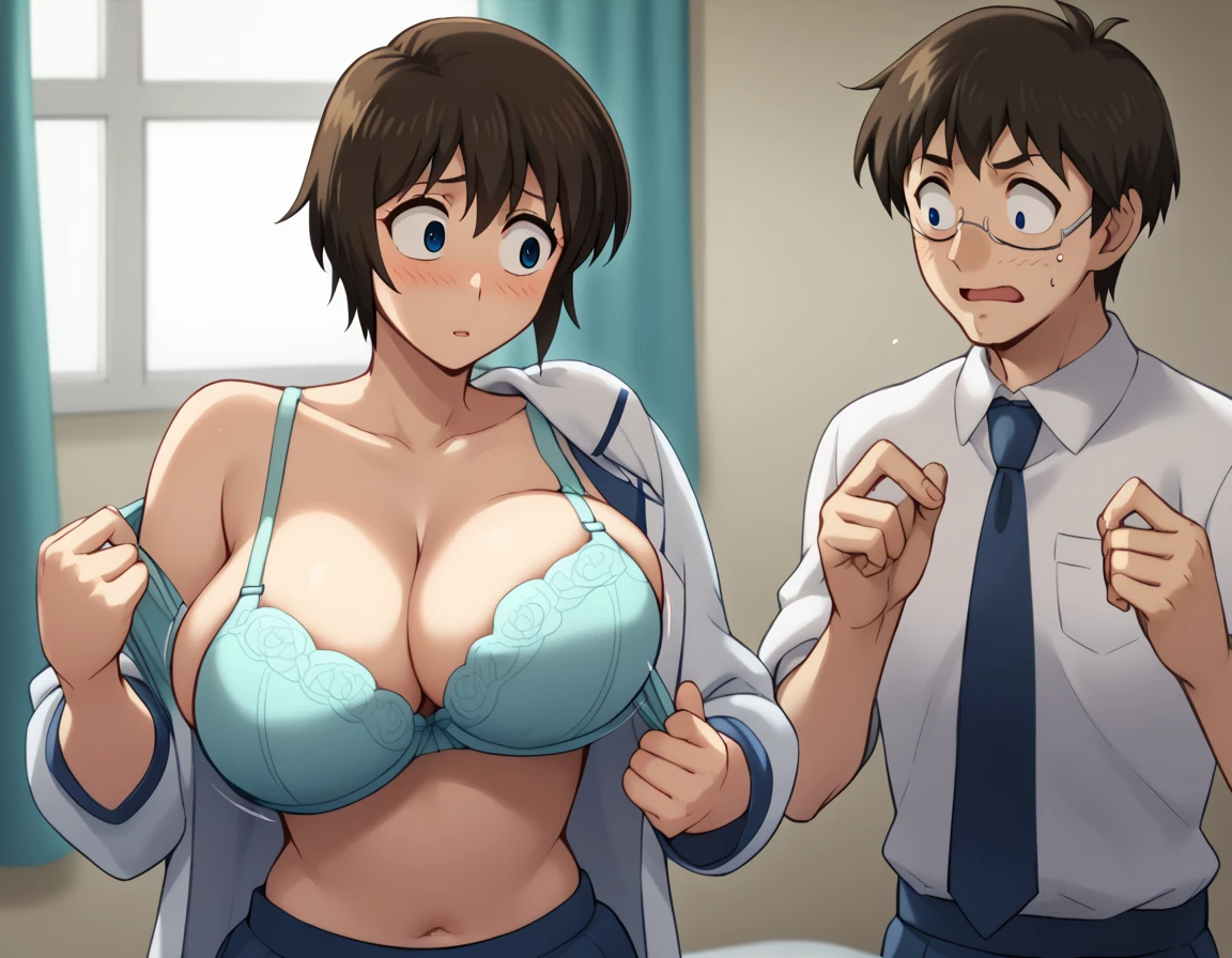 Shimizu_Kaoru 清水 Kaoru Major S5 OVA
Clip Skip: 2

default: 1 girl ,Shimizu_Kaoru, short hair to be shouldered, brown hair, blue eyes, Big breasts

She's the main heroine of Major  ,I'm the main character of 、 I thought images would be even harder to find.
 panties、
 huge breasts　 in underwear　Sexy Bra　hospital　Examination room　Doctor old 　man、　　 zitales　　blush　　show shoulder、Anxious face　 Look Away　　A manセクハラ診察する　　A man(unhook a Bra、)　strap_slip. A manremove a Bra、A manBra_pull. A manTAKE OFF_Bra. 　A manBraをgreping..pull down panties、nsfw:(1.6).rating_explicit:(1.6) A manブラリフト.A manブラ引っ張り　Take off your back bra 　　　Bouncing breasts　　 forward slack :(1.6) Push up your ass　Shirtless