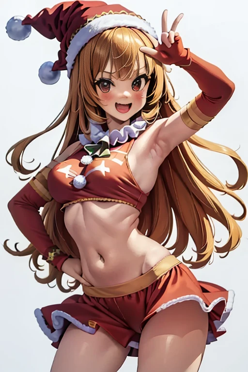 score_9, score_8_up, score_7_up, score_6_up, score_5_up, score_4_up, 1girl, yelan, christmas outfit, christmas hat, santa hat, posing, armpit pose, krekkov style,