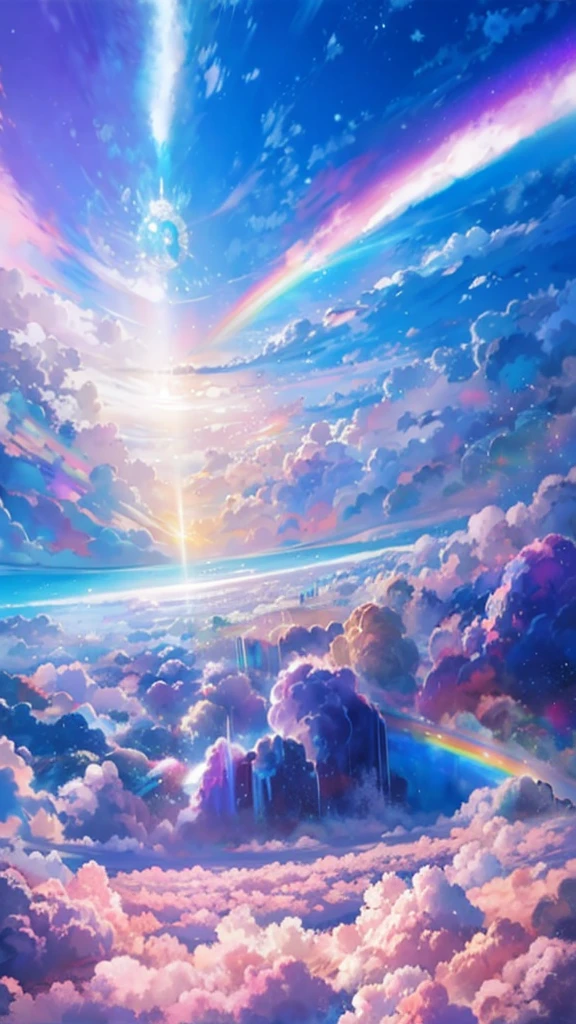 雲と虹のあるIridescent skyの絵, So colorful and heavenly, Mysterious rainbow halo, Bright rainbow halo, rainbow clouds, Colors of Heaven, About space cloudscapes, Sunny rainbow galaxy stormy ocean, rainbow clouds, Fantasy Naihong, rainbow clouds, Sitting on a cloud in space, Heavenly planets in the background, Iridescent sky, Heavenly atmosphere