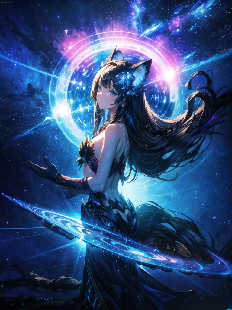  masterpiece, (textured skin), best quality, gorgeous beautiful, (a beautiful girl,wolf ears),detailed clothes,large breasts,narrow waist,, (beautiful face), cinematic lighting, (fantasy anime art ),