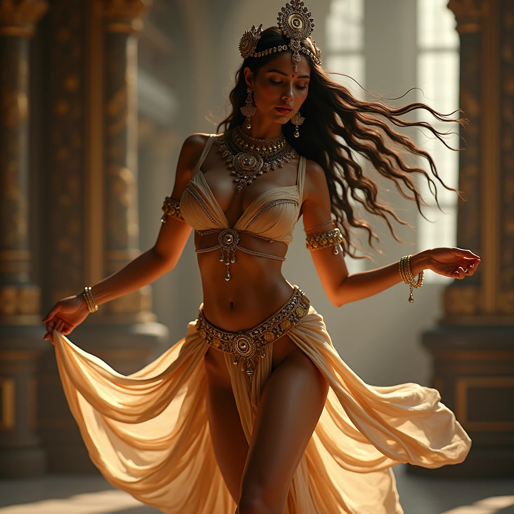 NSFW, (RAW photo, Best quality), (Realistic, photograph realistic: 1.3), Best quality, Highly detailed, Dancing, Flying, in a panoramic view, Vistas, Smile, Shy, Floating, levitating, Dynamic pose, Masterpiece, Super detailed, illustration, 1 girl, The upper part of the body_Body, Dynamic Angle, world masterpiece theater, Messy_Long_Hair, Best quality, Extremely detailed Cg Unity 8K wallpaper, ink, Amazing, Cinematic lighting, lens_ flare,dunhuang_Style,