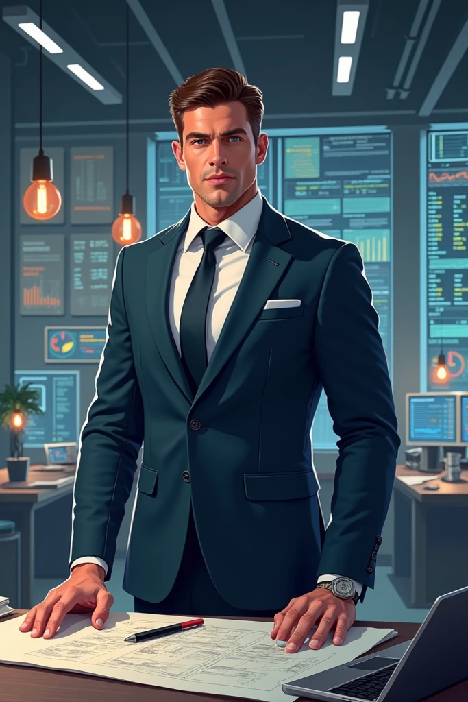 League, (men in tuxedos, arms crossed on chest), poker, income, dark blue background, (numbers, charts), realism, (high-quality digital concept art, CG artist, 8K character renderings) --auto --s2