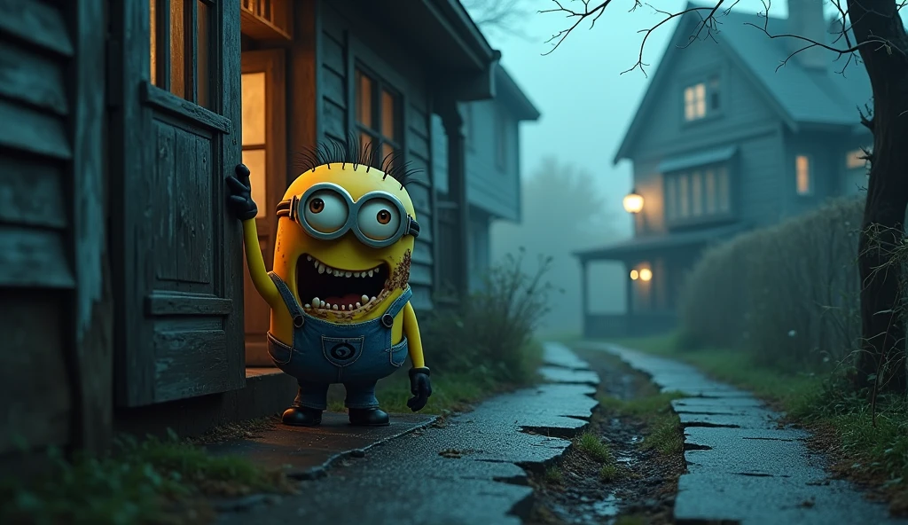 Minion Kevin Kevin runs wild in the haunted house, panic over fake horror images.