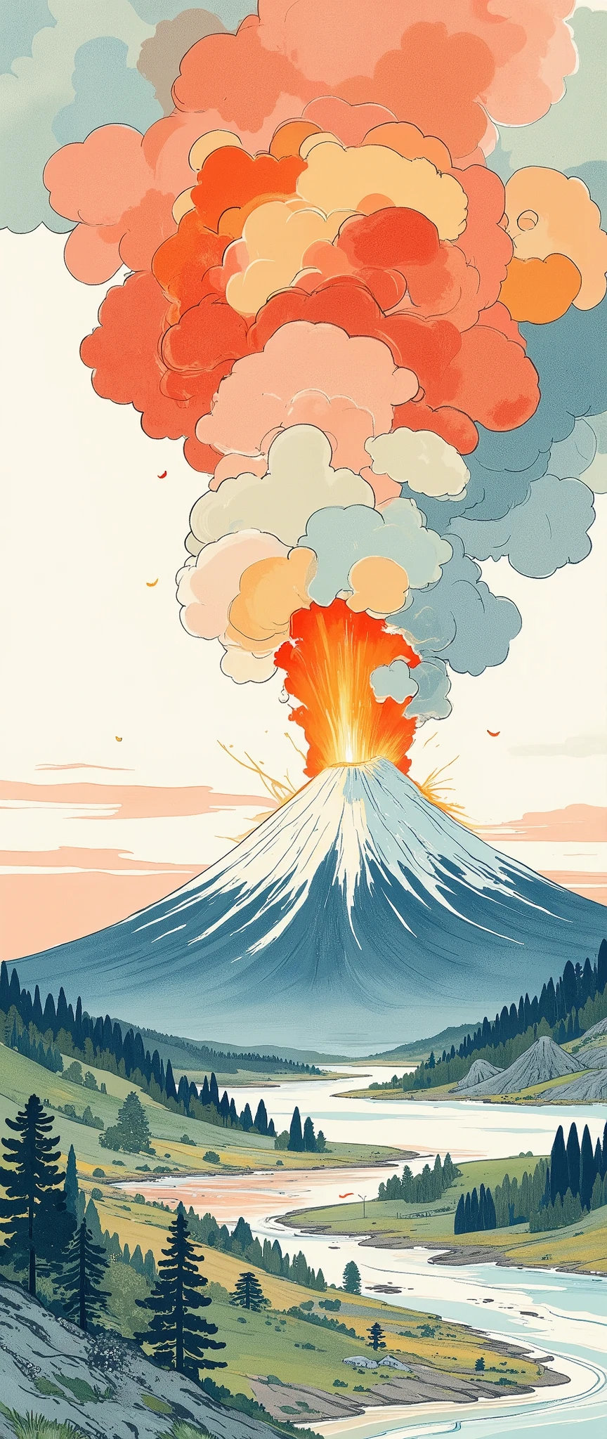 ( Ukisei:2.0),8k,16k,wallpaper,( Katsushika Hokusai style:2.0),(Volcanic eruption),(Mt. Fuji eruption :2.0),( Vector Art :2.0),( flat design:2.0),( flat color:2.0)
