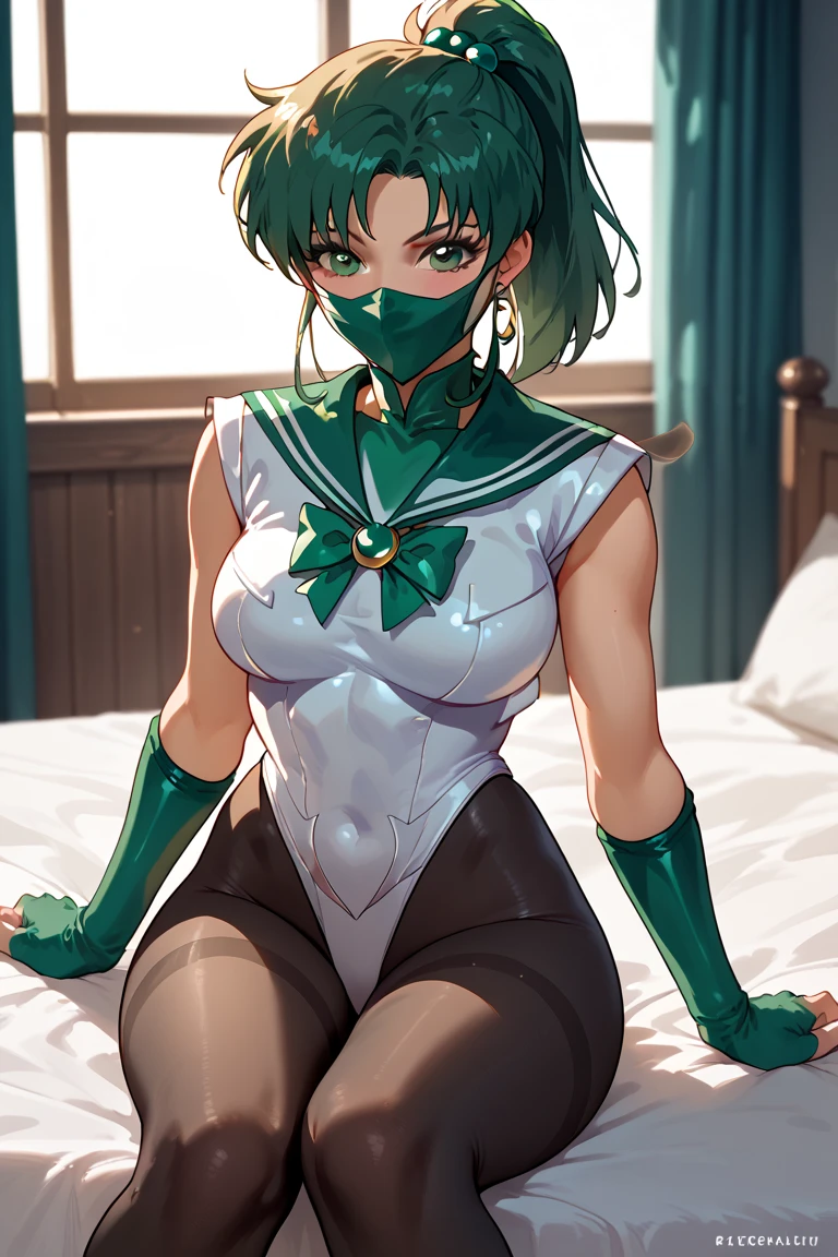  　 bed　 invited position 　 sexy　                      showing private parts 　 open thighs　 　　　M-shaped legs　        
   ecstatic expression　 　         　　        
          White leotard　    cagalli                                         Sailor Jupiter costume    black leggings                      thick ninja mask