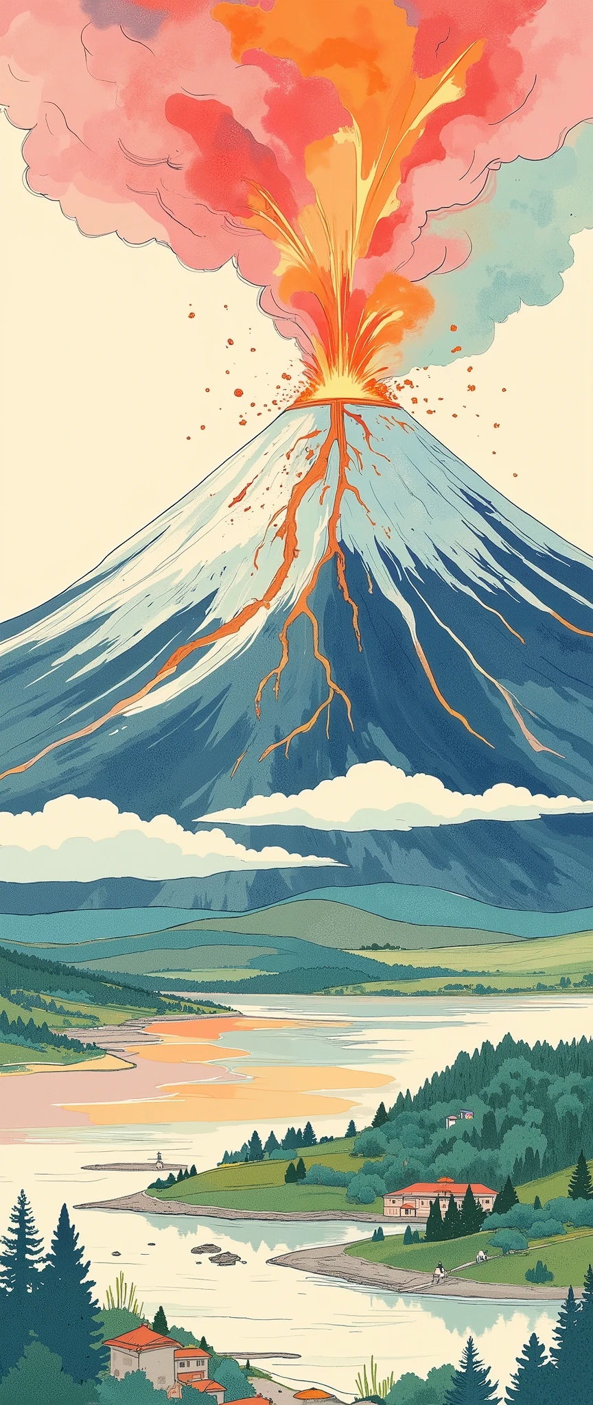 ( Ukisei:2.0),8k,16k,wallpaper,( Katsushika Hokusai style:2.0),(Volcanic eruption),(Mt. Fuji eruption :2.0),( Vector Art :2.0),( flat design:2.0),( flat color:2.0)
