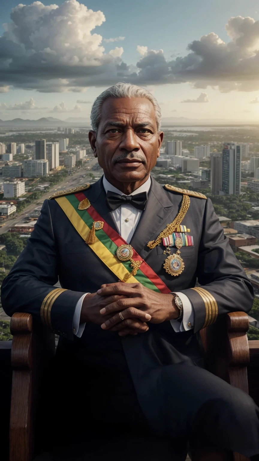 Very real image, The tycoon of Guyana Esequiba. Photorealism, Full view, Highly detailed image, Very realistic, Hyperrealism, Cinematography, Ultra HD, 8k