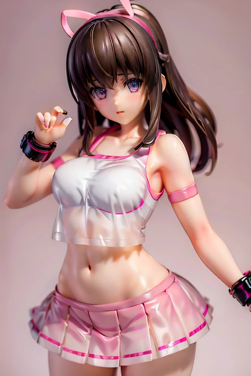 hitomi, skimpy cheerleader oufit, cute  tween, all breasts, skimpy pink crop top, pink micro skirt