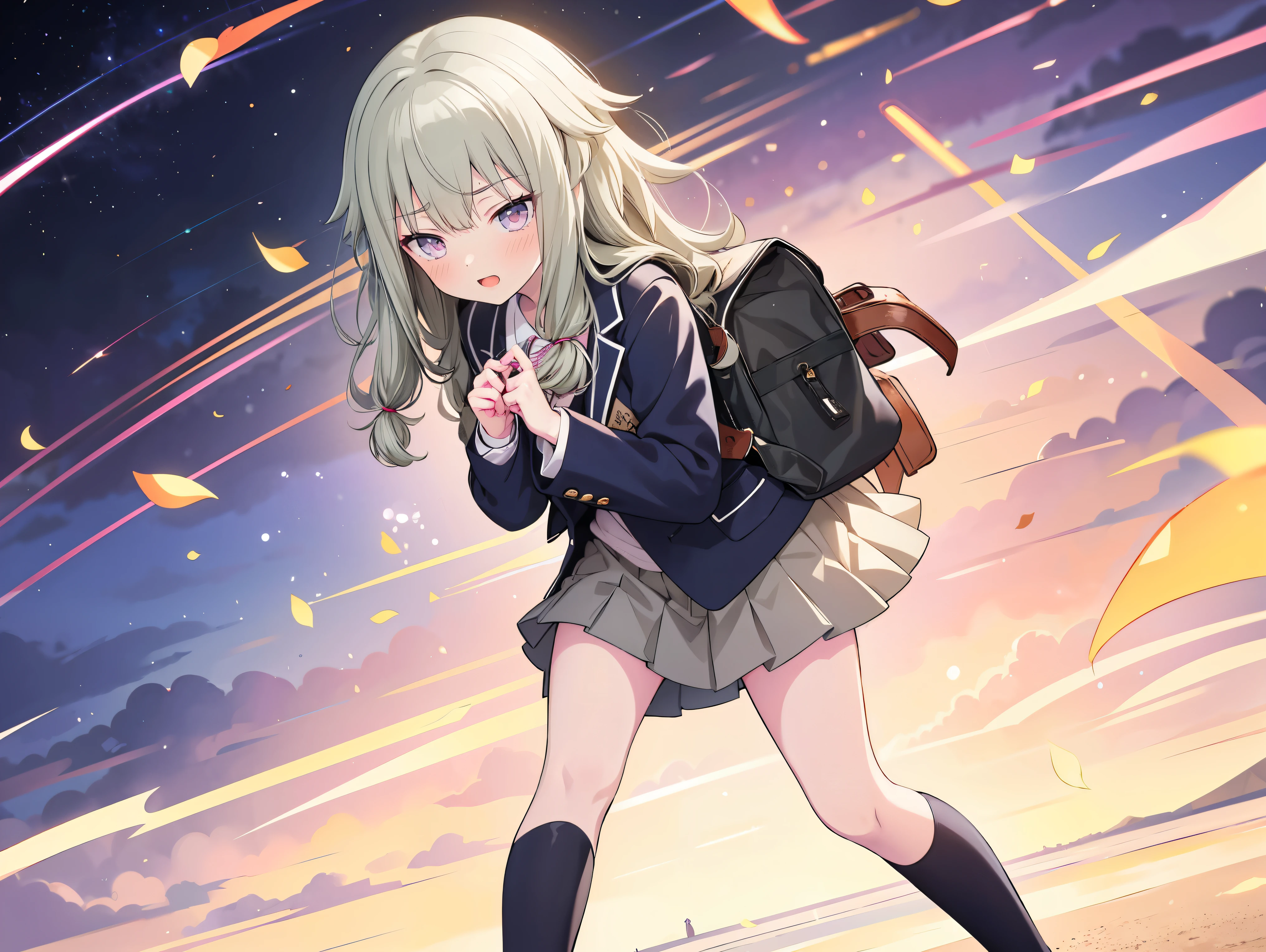 masterpiece,(high quality depth map:1.1), best quality, ultra-detailed,unity 8k wallpaper,crisp,(loli:1.2),(beautiful eyes), ((kawaii)), cute, (lovely),,,phonograph,, (ultra-detailliert), (The best illustrations), (Best Shadows),Perfect litthing,vivd color,extremely delicate and beautiful,,
1girl,zettai ryouiki,Shoulder out,mini skirt,gal,two side up hair,boots,outdoor,school blazer,white panties,thigh,back view,looking away