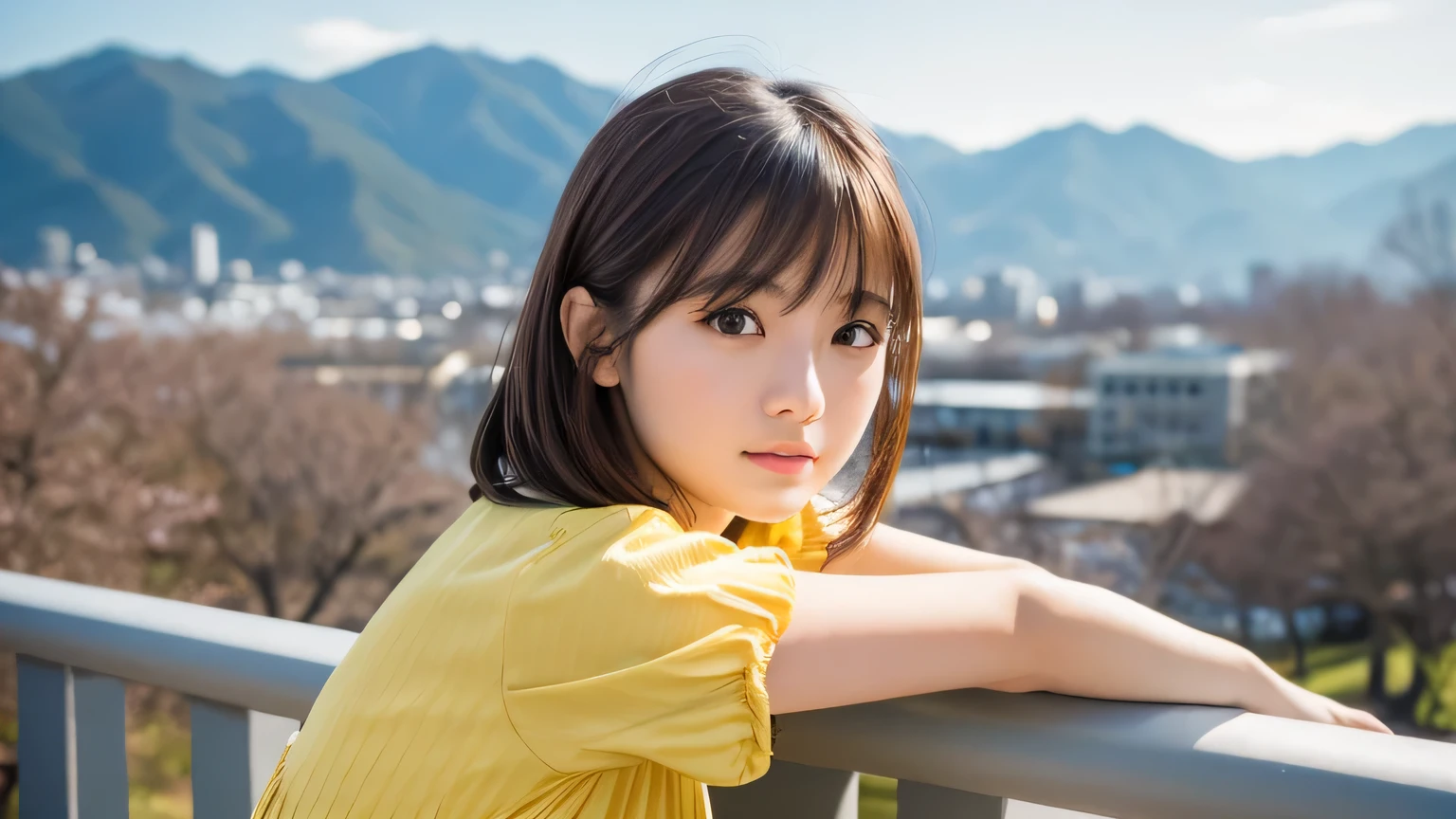歯科衛生士 女性2人 笑顔 beige color単色のナース着用　Short sleeves Japanese Black hair Early 20s Female　Upper body close-up　Shooting outside　Harmony々　beige color