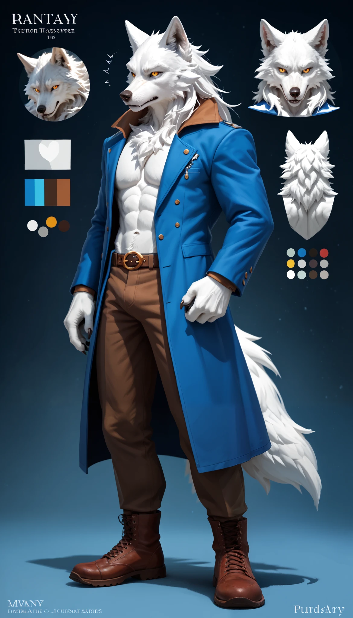 (zPDXL2), (PonyXLV6_Scores), source_anime, source_anthro, source_furry, Expressiveh, full body shot, asymmetric image, BREAK
lhata4564, 
(furry, anthro, wolf), (RPG, style), (concept art, character sheet), absurdres, perfect anatomy,
realistic, photorealistic